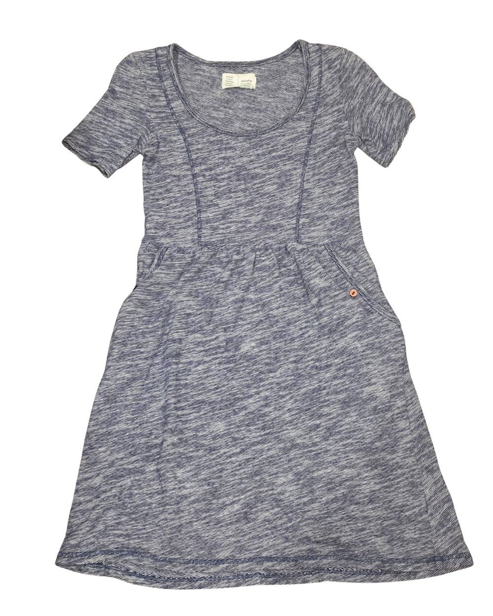 Saturday Sunday Anthropologie Blue Heathered Knit Pocket Mini Dress XS Cotton